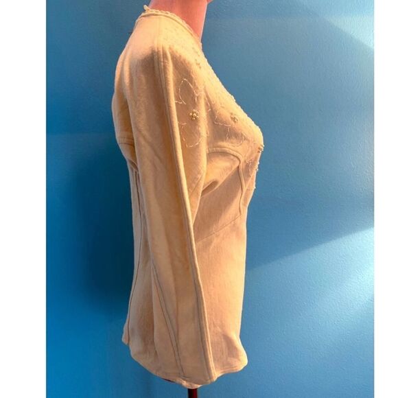Vintage '89 Nina Lee Beaded Wool Knit Sweater Top IVORY Back Zipper - Picture 4 of 7